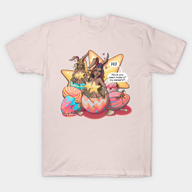 Hi, have you seen my sisters? Reva Easter bunny T-Shirt by Mei.illustration